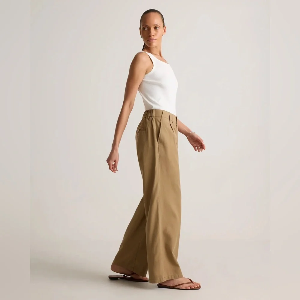 NWT Quince Women’s Drapey Twill Pleated Trouser Boxwood Brown Sz 0